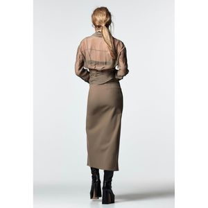 Zara sheer tapered waisted buttons down shirt